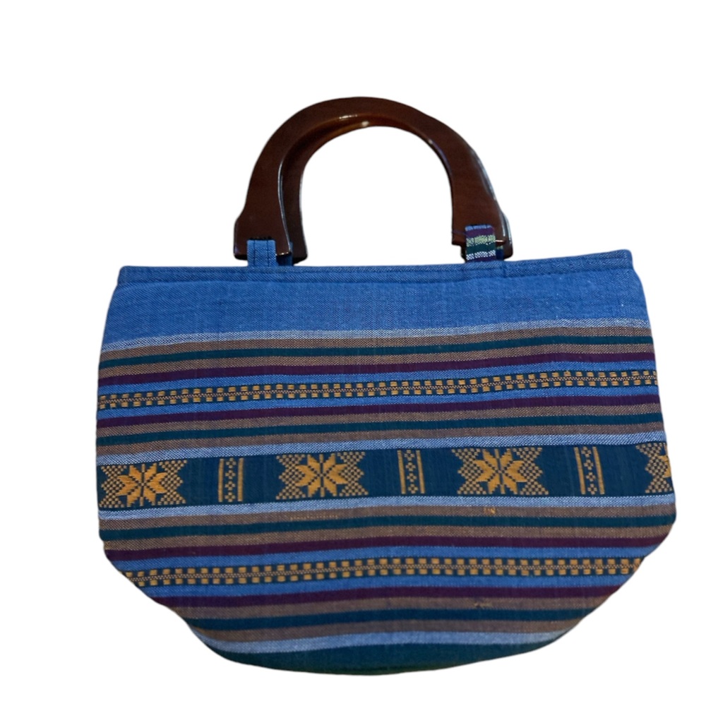 Halys Handwoven stripped abstract pattern mini Handbag